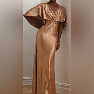 Ralph Lauren Shimmering Gold Maxi Dress. Size Small